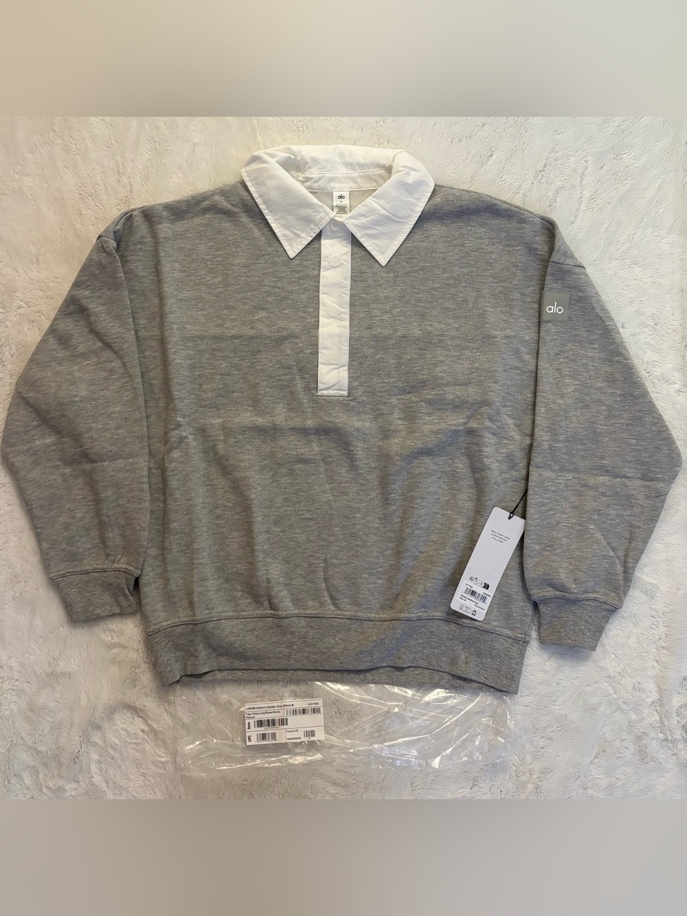 ALO Yoga Take it easy long sleeve Henley pullover Athletic Grey size M, NWT